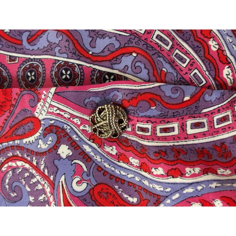Vintage 1980s Fuchsia Paisley Shirtdress, Medium - Picture 7 of 8